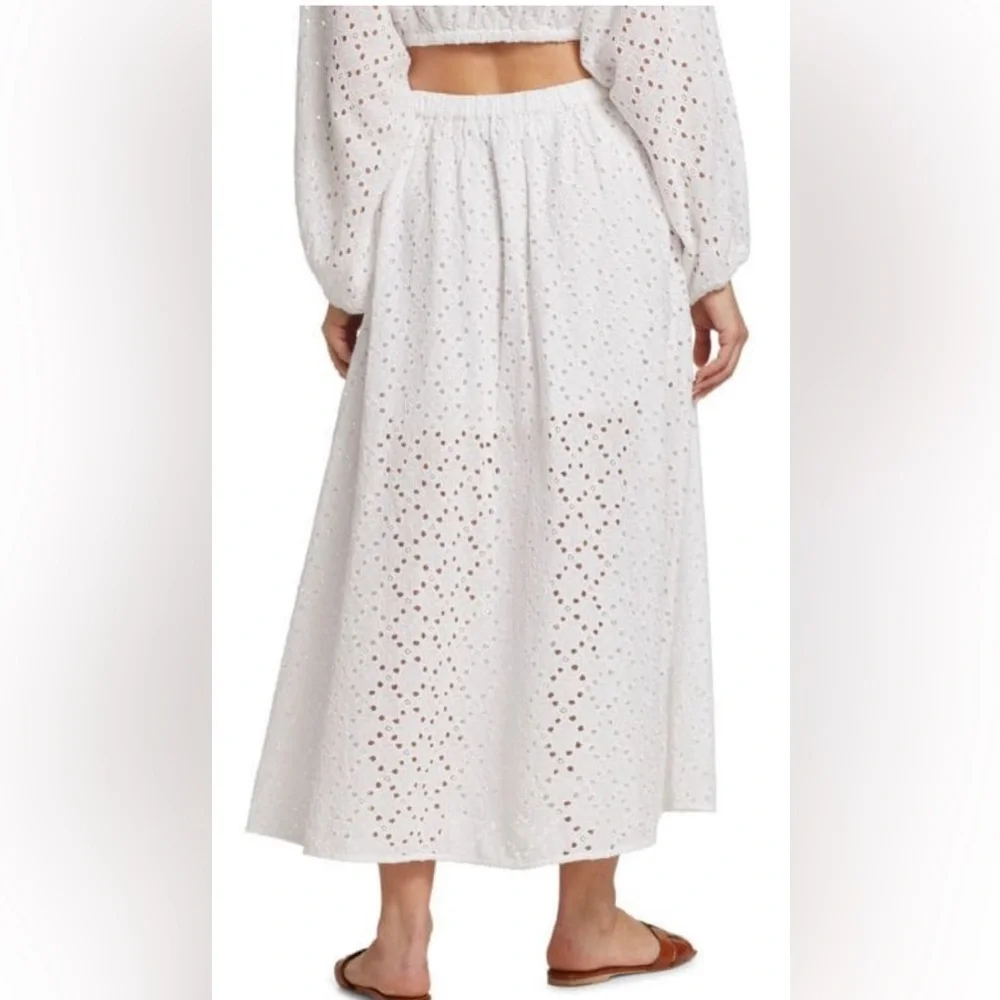 TANYA TAYLOR Sienna Eyelet Cotton Midi Skirt